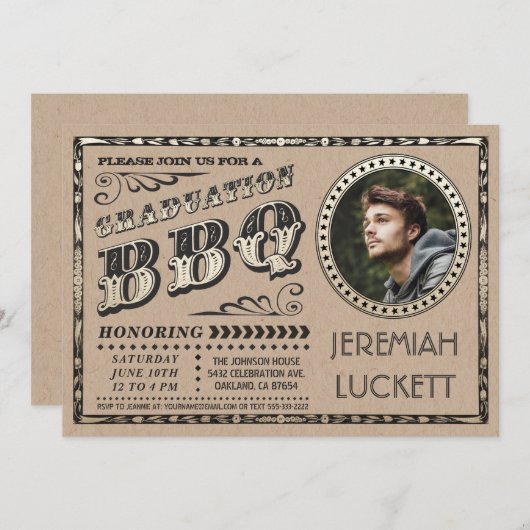 Afstuderen BBQ Uitnodigingen | Aangepaste foto (Voorkant / Achterkant)