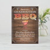 Afstuderen BBQ Uitnodigingen (Grill & Wood) (Staand voorkant)