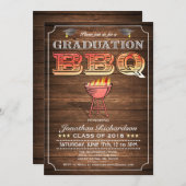 Afstuderen BBQ Uitnodigingen (Grill & Wood) (Voorkant / Achterkant)