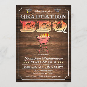Afstuderen BBQ Uitnodigingen (Grill & Wood)