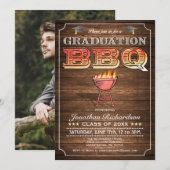 Afstuderen BBQ-uitnodigingen (Grill & Wood) Kaart (Voorkant / Achterkant)