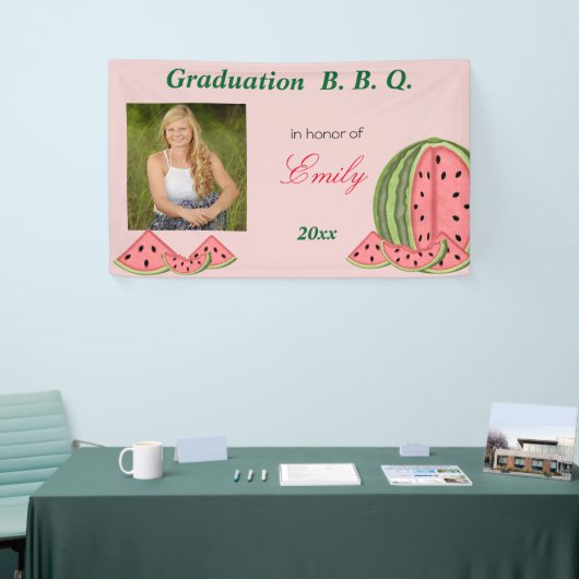 Afstuderen, BBQ, Watermeloen, Plezier, Aangepast Spandoek (Beurs)