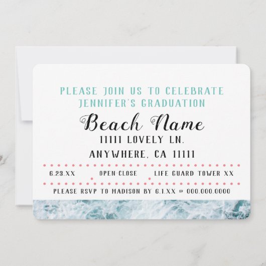 Afstuderen Beach Party Kaart (Achterkant)