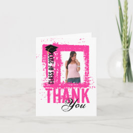 Afstuderen bedankkaart Voeg foto toe Roze
