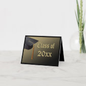 Afstuderen bedankkaart, zwart en goud Pet Bedankkaart (Voorkant)