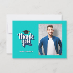 Afstuderen Bedankt Blue Photo Notecard Kaart