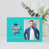 Afstuderen Bedankt Blue Photo Notecard Kaart (Staand voorkant)