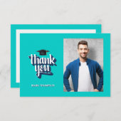 Afstuderen Bedankt Blue Photo Notecard Kaart (Voorkant / Achterkant)