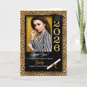 Afstuderen Bedankt Cheetah Print 2025 Foto Kaart