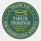 Afstuderen Bedankt Elegant Groen Goud Geel Ronde Sticker (Voorkant)
