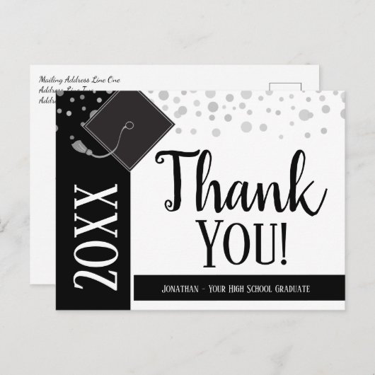 Afstuderen Bedankt Elk jaar Confetti White Briefkaart (Voorkant / Achterkant)