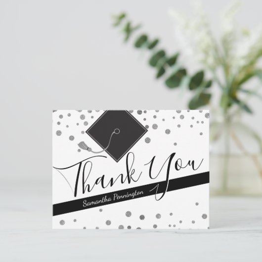 Afstuderen Bedankt Elk jaar zwart-wit Briefkaart (Staand voorkant)