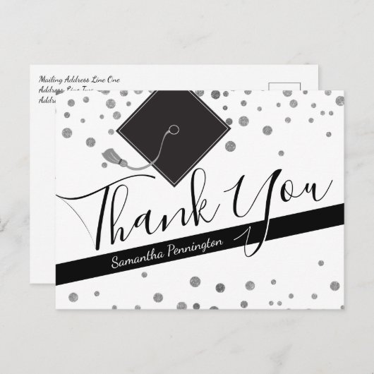 Afstuderen Bedankt Elk jaar zwart-wit Briefkaart (Voorkant / Achterkant)