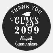 Afstuderen Bedankt Fancy Jaar Script Naam Ronde Sticker (Voorkant)
