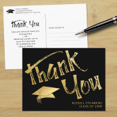 Afstuderen Bedankt Faux Gold Brushstroke Pet Briefkaart