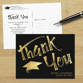 Afstuderen Bedankt Faux Gold Brushstroke Pet Briefkaart