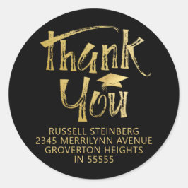 Afstuderen Bedankt Faux Gold Brushstroke Pet Ronde Sticker