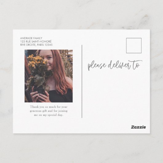 Afstuderen Bedankt Foto High School Afstuderen Briefkaart (Achterkant)