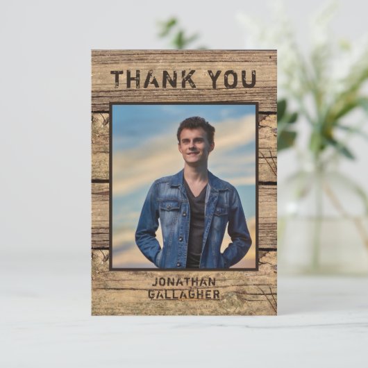 Afstuderen Bedankt Foto Rustic Country Wood (Staand voorkant)