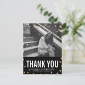 Afstuderen Bedankt Gold Confetti Foto Briefkaart (Staand voorkant)