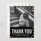 Afstuderen Bedankt Gold Confetti Foto Briefkaart (Voorkant / Achterkant)