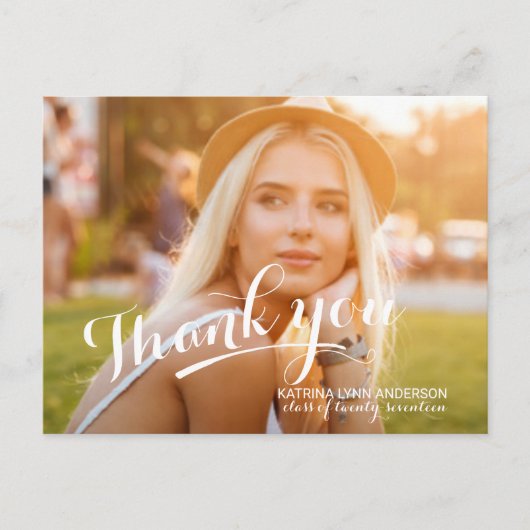 Afstuderen Bedankt Handgeschreven scriptfoto Briefkaart (Voorkant)