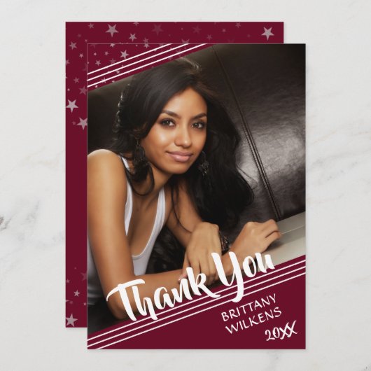 Afstuderen Bedankt, Lines & Stars, Bewerkbare kast Bedankkaart (Voorkant / Achterkant)