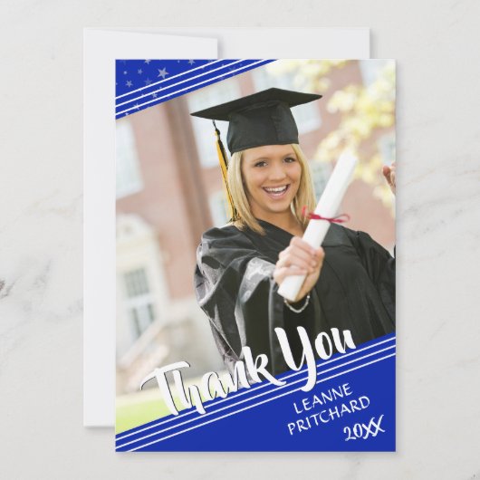 Afstuderen Bedankt Lines & Stars Royal Blue (Voorkant)