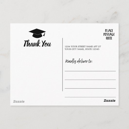 Afstuderen Bedankt met Foto - Zwart Briefkaart (Achterkant)