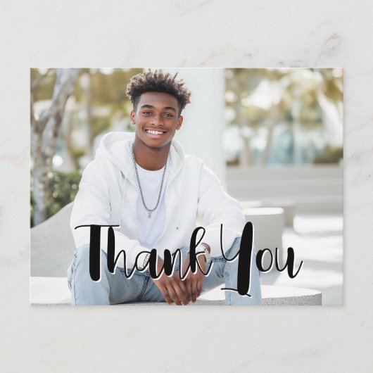 Afstuderen Bedankt met Foto - Zwart Script Briefkaart (Voorkant)