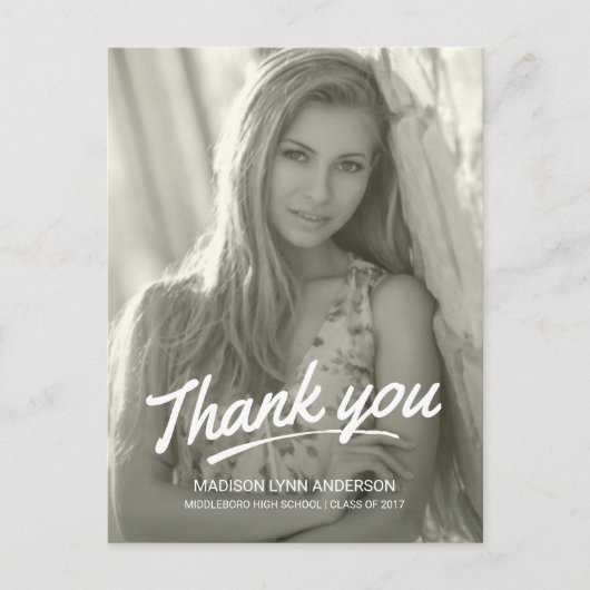 Afstuderen Bedankt Modern handgeschreven script Briefkaart (Voorkant)