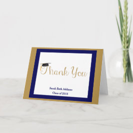 Afstuderen Bedankt, Navy & Gold, Naam toevoegen/Ja Bedankkaart