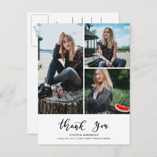 Afstuderen Bedankt Script Drie Afstudeerder Foto Briefkaart (Voorkant / Achterkant)