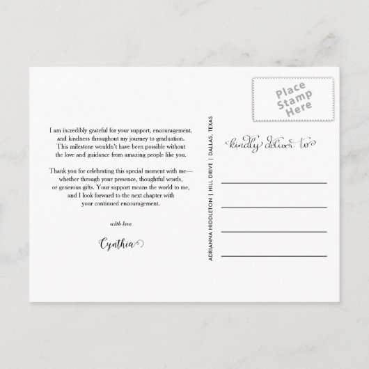 Afstuderen Bedankt Script Drie Afstudeerder Foto Briefkaart (Achterkant)