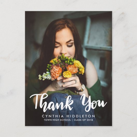 Afstuderen Bedankt Typografie Foto Briefkaart (Voorkant)