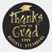 Afstuderen BEDANKT VAN AFSTUDEERDER Gold Brushstro Ronde Sticker (Voorkant)