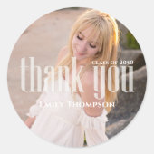 Afstuderen Bedankt voor de aangepaste foto Ronde Sticker (Voorkant)