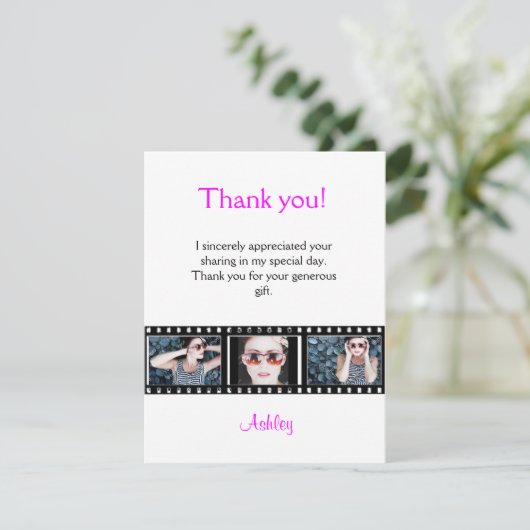 Afstuderen - Bedankt voor de fotonotitiekaart Film (Staand voorkant)