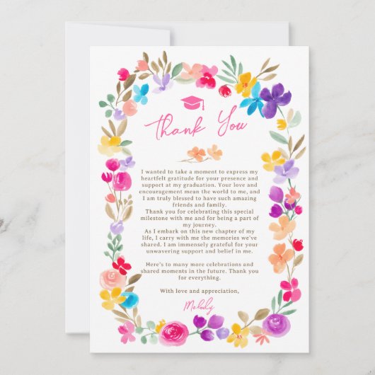 Afstuderen beemdwei van geverfde tuinplanten bedankkaart (Voorkant)