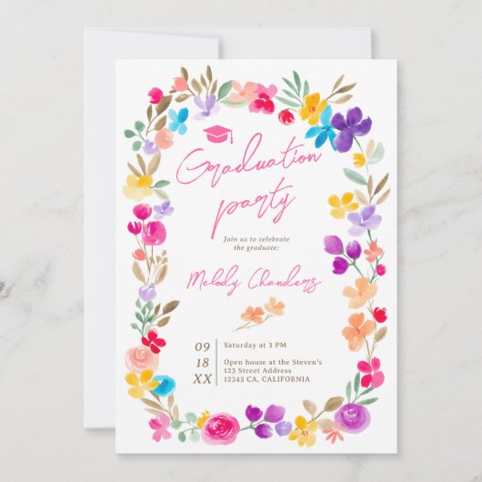 Afstuderen beemdwei van geverfde tuinplanten kaart (Voorkant)