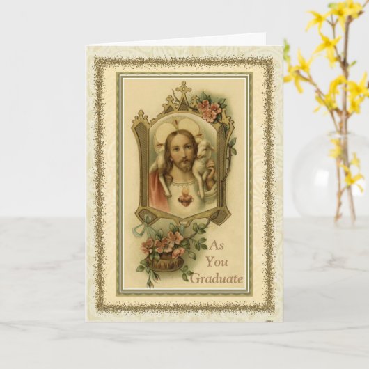 Afstuderen Begin Heilig Hart Gefeliciteerd Kaart (Gele Bloem)