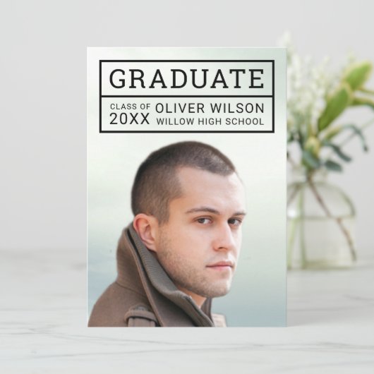 Afstuderen bekendmaking bewerkbaar kleurenraster kaart (Staand voorkant)