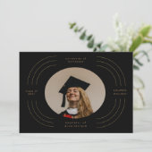 afstuderen bekendmaking elegant gold stripes kaart (Staand voorkant)