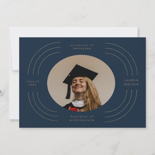 afstuderen bekendmaking elegant gold stripes kaart (Voorkant)