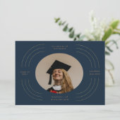 afstuderen bekendmaking elegant gold stripes kaart (Staand voorkant)