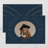 afstuderen bekendmaking elegant gold stripes kaart (Voorkant / Achterkant)