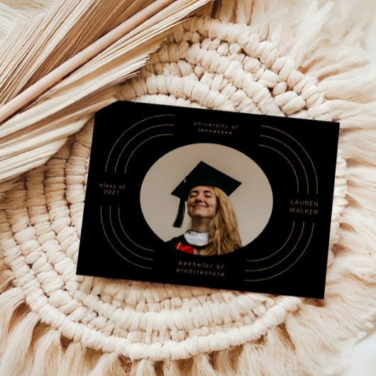 afstuderen bekendmaking elegant gold stripes kaart