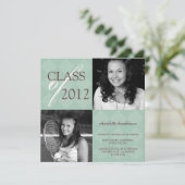 Afstuderen bekendmaking groene diamanten vierkant  aankondiging (Staand voorkant)