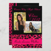 Afstuderen bekendmaking roze luipaard kaart (Voorkant / Achterkant)