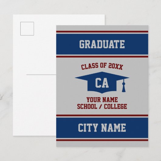 Afstuderen - bekendmakingskaart voor afgestudeerde aankondigingskaart (Voorkant / Achterkant)